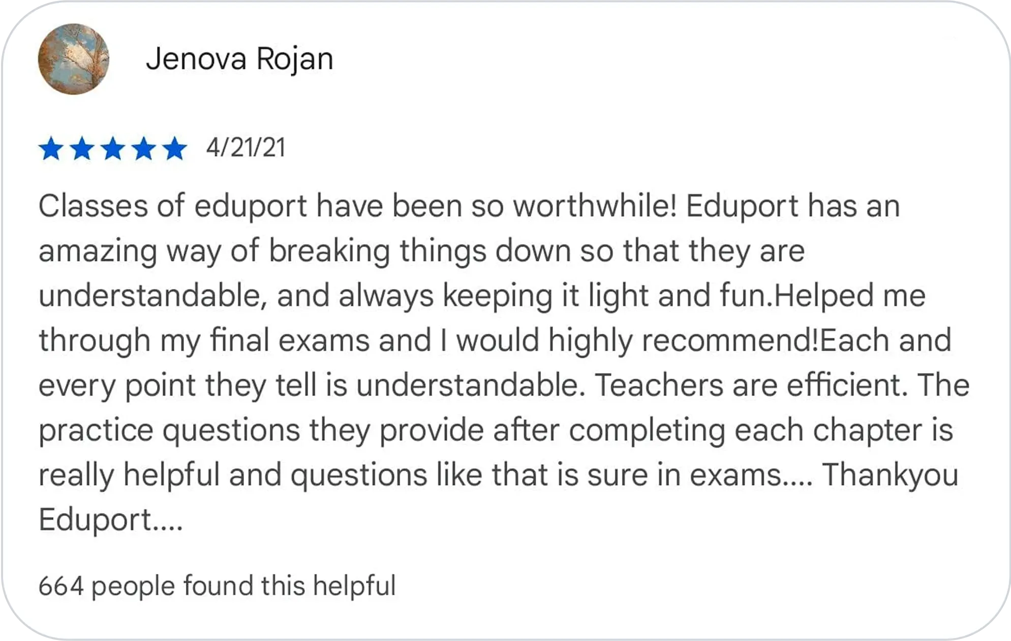 Eduport student review